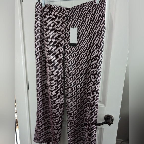 Pink wide leg pants by Costes Europe Women's XXL pink with black geo prints - Picture 4 of 13